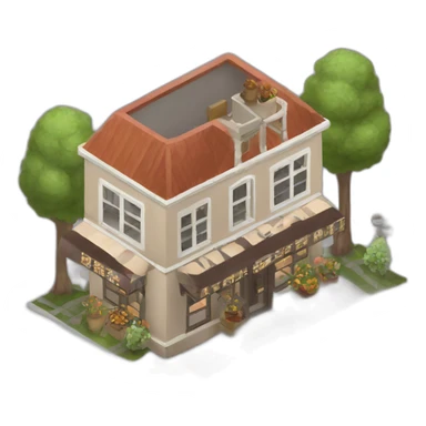 Circle Coffee house isometric sticker