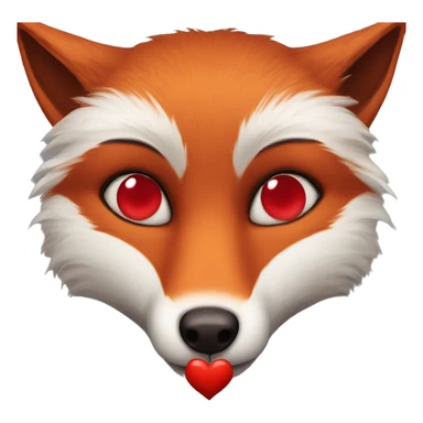 dark red fox face with tiny red heart instead of eyes sticker