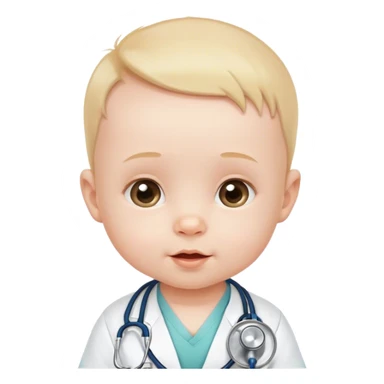 Young baby, 6 months, with a stethoscope sticker