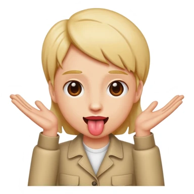 Tongue out with hands on side sticker