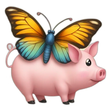 Butterfly on a pig sticker