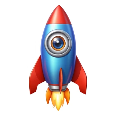 A colorful rocket with big adorable eyes and no mouth sticker