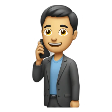 A man talks to his mobile phone sideways sticker