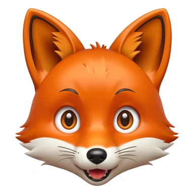 A 2D cartoon fox emoji with a surprised expression, wide eyes and open mouth sticker