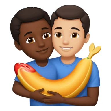 1 Dark skin male , 1 light skin dark hair male,spooning, kissing, touching, in love sticker