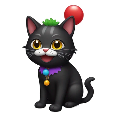 Black cat wearing clown costume sticker