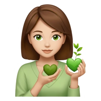 Brown hair Nurse with green heart surround her and she is grabbing a matcha sticker