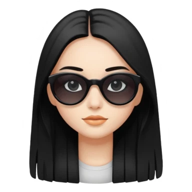 Génère moi un emoji d’une fille avec des lunettes noire et des cheveux lisse attaché avec des cils mi-long  sticker