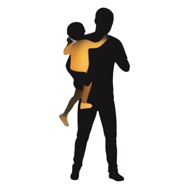 Dad hold babygirl in the air. Black shadow figure  sticker