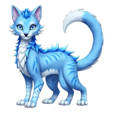 Kawaii dark edgy fantasy feline-vernid-sergal-fursona animal creature with a tufted tail full body with intricate markings  sticker