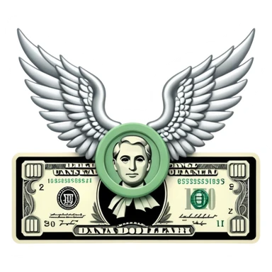 dollar bill with wings sticker