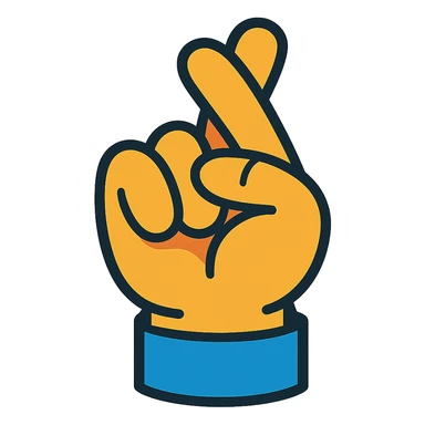 fist with thumb, middle finger and index finger intertwined, cartoon style sticker