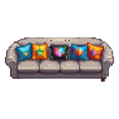 cozy sofa with pillows, inviting and plush sticker