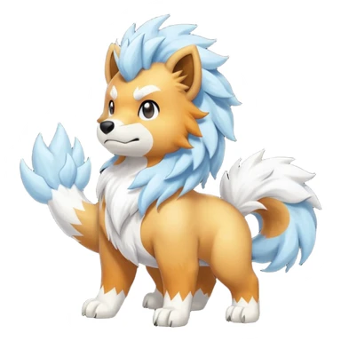 White snowy furry bushy frosty coy glacial icy Growlithe-Aracanine-Ponyta-Entei-fusion (full body) sticker