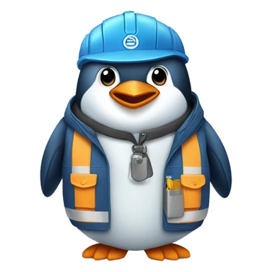 a blue penguin wearing workwears sticker