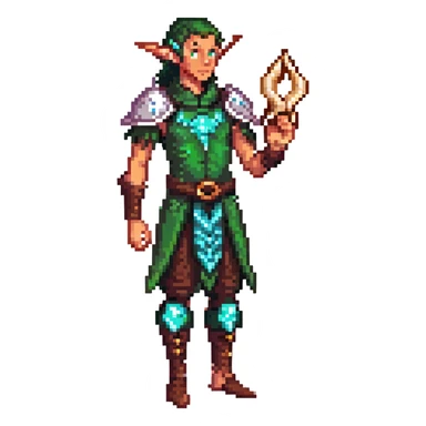 elf male Short wetsuit-style garb, glowing runes on skin, holding a conch horn. sticker