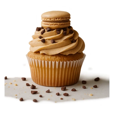 Change the icing to peanut butter with a light brown, creamy texture, keep the realistic cupcake and accessories, photorealistic style, transparent background. sticker