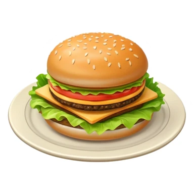 Draw a hamburger on a plate, isometric camera with high angle sticker