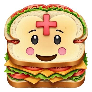 a sandwich with a cross emotji on it sticker