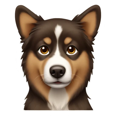 Finnish Lapphund brown. His nose and face is dark brown spotted.  sticker