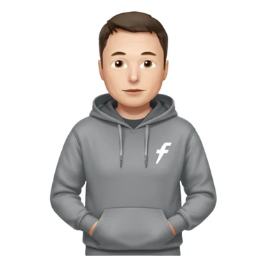 elon musk in gray hoodie full height sticker