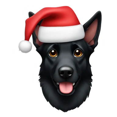 Black German Shepard Dog Santa hat sticker