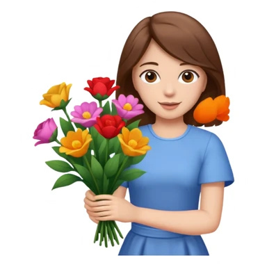 throwing bouquet by girl with b down hair sticker