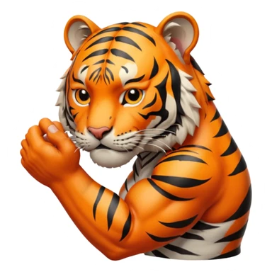 Tiger scrunching his hand sticker