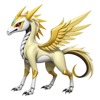 Colorful Skeletal masked armored Meloetta-Latias-Manectric-Solgaleo-Raikou-Pokémon-Digimon-Fakémon-fusion-hybrid-creature, full body sticker