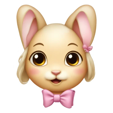 Baby bunny with coquette bow on ear sticker