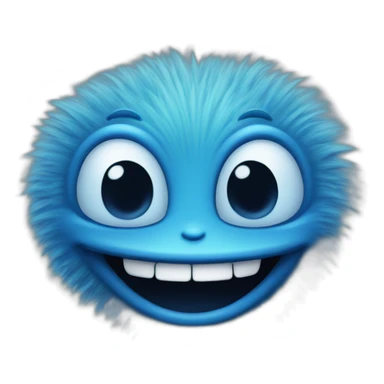 Blue fuzzy alien laughing sticker
