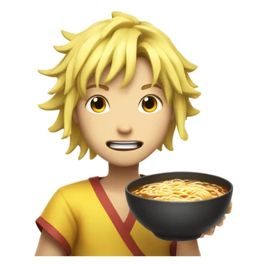 Crazy yellow anime guy delivering ramen to somebody sticker