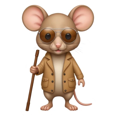 blind mouse with sunglasses and walking stick, walking sticker