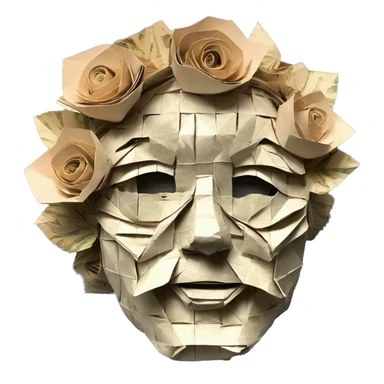 Shakespeare made of origami newspaper roses 420 hemp leaves sticker