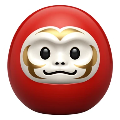 daruma doll, Round body, smooth glossy surface, red primary color with gold details. sticker