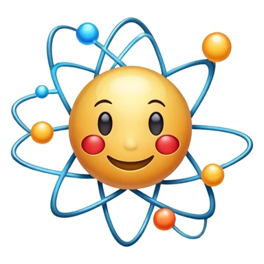cute cartoon atom with a smiling face and orbiting valence electron sticker
