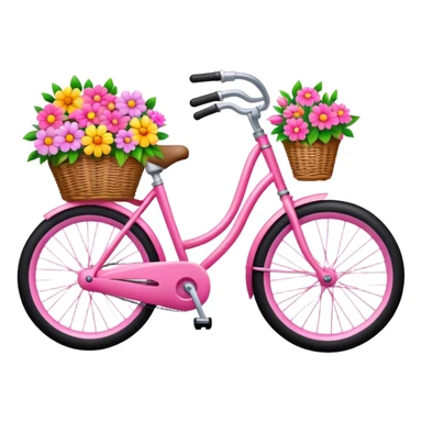 Pink bicycle with flowers in basket ￼ sticker