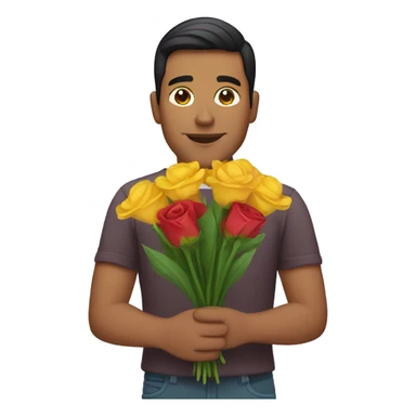 Hispanic man holding flowers sticker
