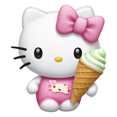 Hello kitty holding a pack of ice cream sticker