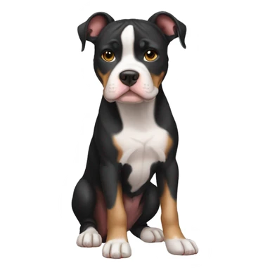 black tri color pitbull with cropped ears sticker
