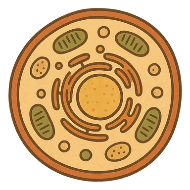 Anatomical illustration of a human cell. Smooth 3D style, soft shading, clean and simple design.
 sticker