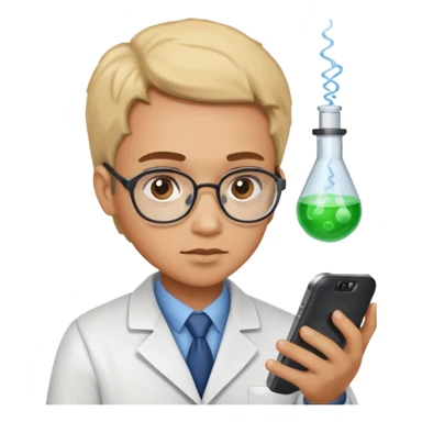 científica viendo un celular sticker