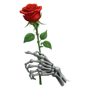 Skeleton hand holding a red rose sticker