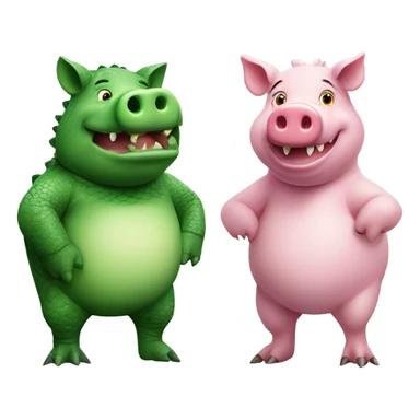 Pig and crocodile sticker