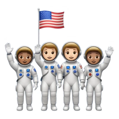 astronauts with flag sticker