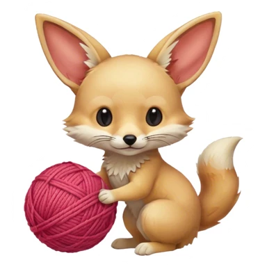fennec playing with yarn ball  sticker