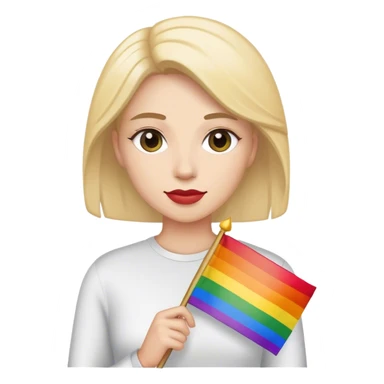 woman with lgbt flag sticker