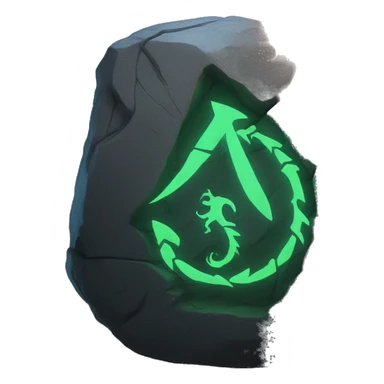 glowing runes carved into giant rock with dragon atop it sticker