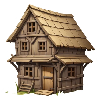 dilapidated medieval shack building sticker