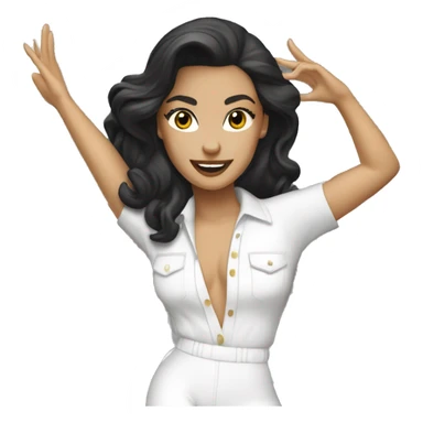 Studio 54 brunette white girl dancing wearing a white jumpsuit sticker